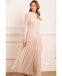 Needle & Thread Women's Sequin Cascade Round Neck Gown
