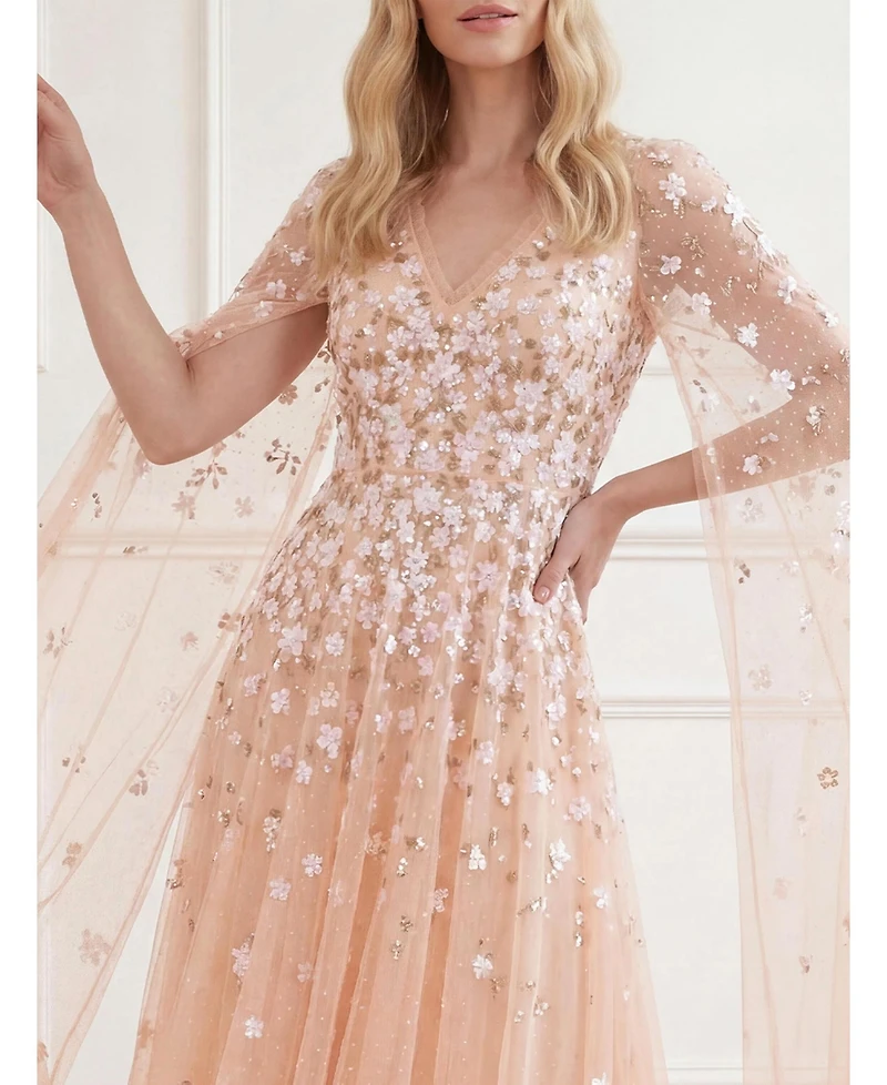 Needle & Thread Women's Camellia Ditsy Cape Sleeve Ankle Gown