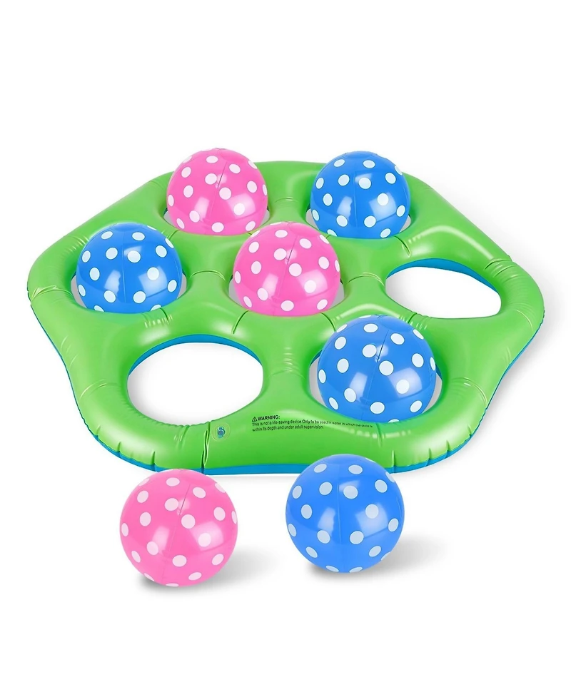 Zeny 1Piece Inflatable Tic-Tac-Toe Pool Game Set with 7 Balls Summer Water Toy Portable for Beach Backyard