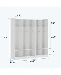 gaomon 5-Section Classroom Coat Locker with 10 Cubbies, Daycare Cubby Storage Organizer with 10 Hooks for Home, School, Nursery, Kindergarten