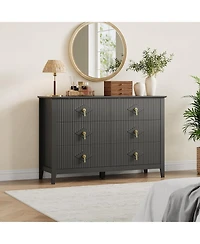 gaomon 47.2" Fluted 6-Drawer Dresser, Modern Wood Chest of Drawers for Bedroom, Living Room & Hallway