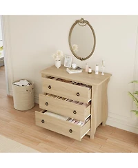 homfan 3 Drawer Dresser for Bedroom Chest of Drawers with Metal Ring Pull Handles, Wooden Storage for Living Room Entryway Hallway