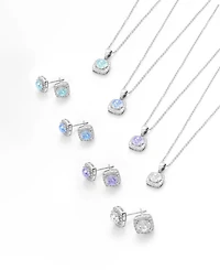 Macy's Sterling Silver Starlight Cubic Zirconia Cushion Halo Stud Earrings