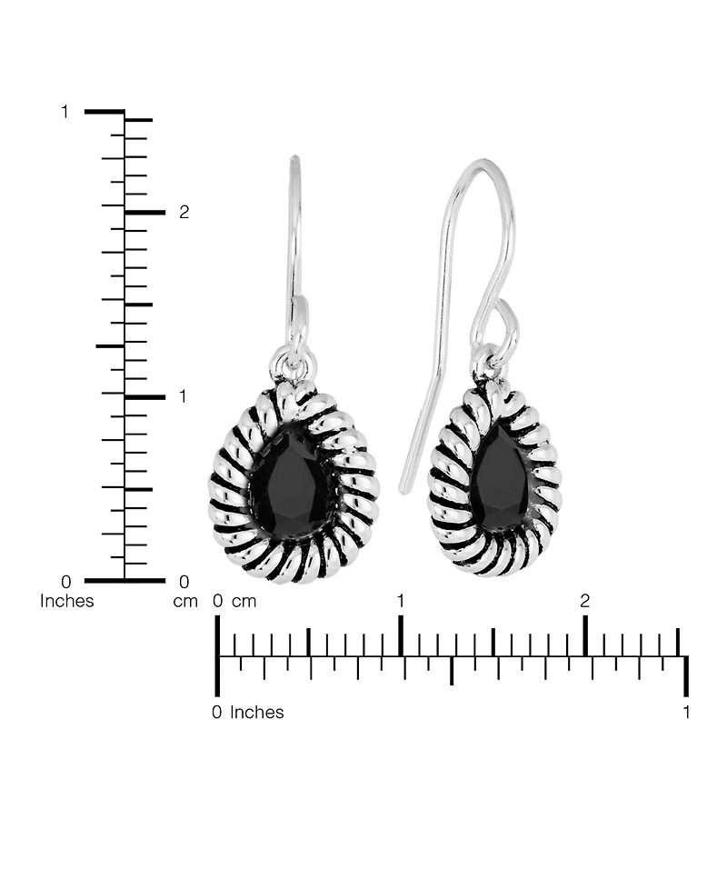 Macy's Sterling Silver Crystal Pear Rope Edge Earrings