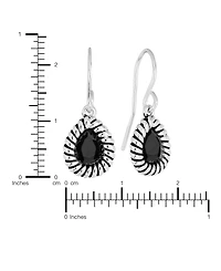 Macy's Sterling Silver Crystal Pear Rope Edge Earrings