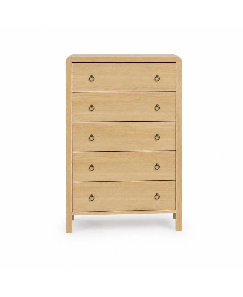 homfan 5-Drawer Storage Dresser Round Corner Vertical Cabinet for Bedroom or Entryway
