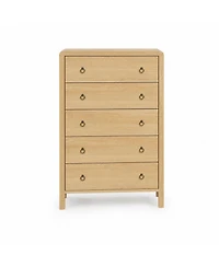 homfan 5-Drawer Storage Dresser Round Corner Vertical Cabinet for Bedroom or Entryway