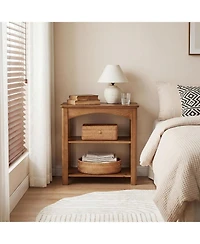 Tribesigns 3-Tier Solid Wood End Table Set of 2, Narrow Side Table with Storage Shelves, Solid Wood Sofa Side Table, Slim Nightstand Bedside Table
