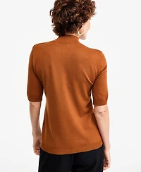 Jm Collection Women's Mock-Neck Short-Sleeve Sweater, Macy's Exclusive