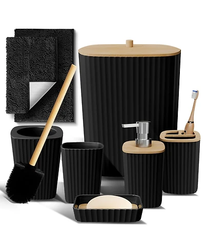 Clara Clark 8 Piece Complete Bathroom Decor and Accessory Set with Bath Rugs