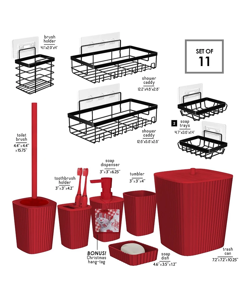 Clara Clark 11-Piece Complete Holiday Bathroom Decor and Accessory Set with Shower Caddy Set