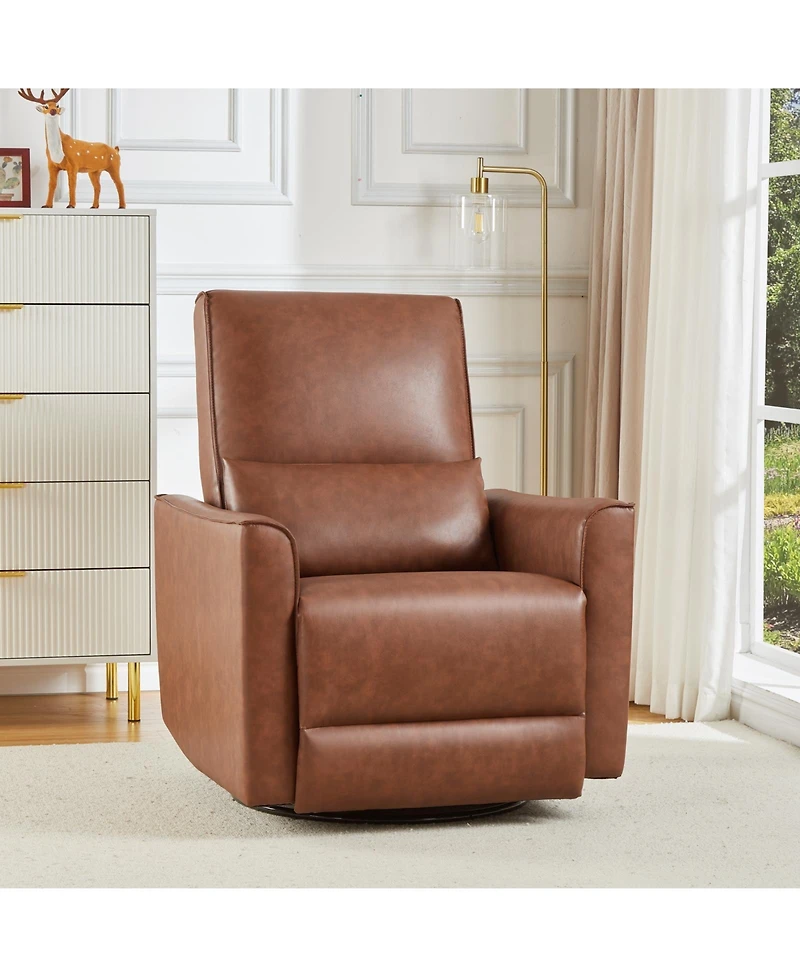 homfan 360degree(s) Swivel Rocking Recliner Chair – Deep Seat Pu Leather Lounge Chair with Lumbar Support and Padded Armrests