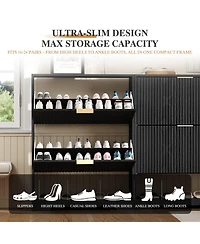 gaomon Entryway Shoe Storage Cabinet with double Flip Drawers, Wooden Organizer Adjustable Shelf, Slim Freestanding Rack