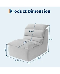 homfan Bean Bag Chair, Lazy Floor Couch with High-Resilience Foam, Beanbag Chairs for Adults, Fireside Sofa for Reading Gaming Living Room