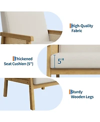 homfan Modern Rattan Accent Chair for Living Room – Upholstered Sofa with High Back Wooden Frame Comfortable Reading Leisure