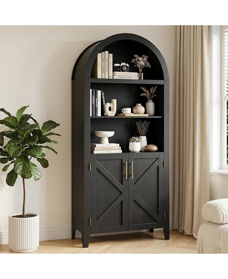 gaomon 5-Tier Open Display Shelf with Nice Texture, Farmhouse Storage Cabinet for Kitchen