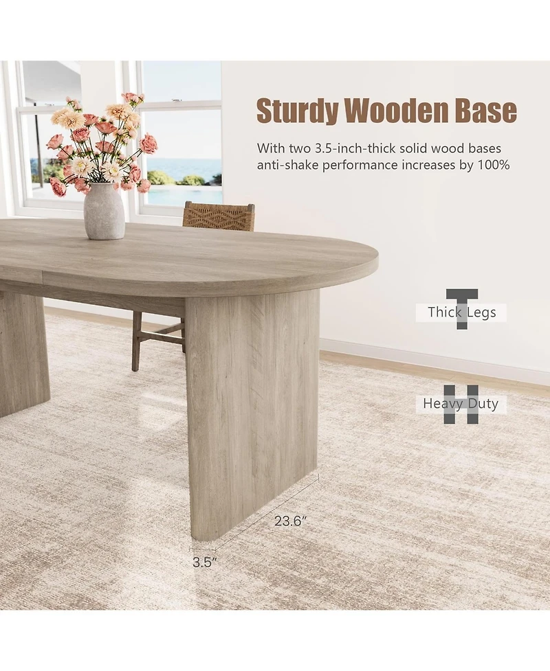 gaomon Oval Dining Table for 4-8, Double Pedestal Base, Modern Mdf Surface