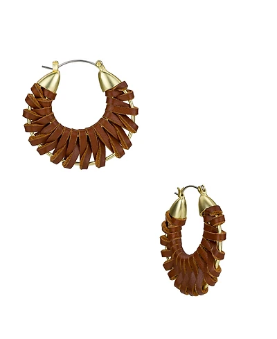 Patricia Nash Wrapped Leather Collection Woven Hoop Earrings