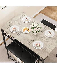 gaomon Dining Table Set for 4 with Upholstered Benches and 2 Stools, Small Kitchen Table Chairs Set of 4 for Apartment, Studio