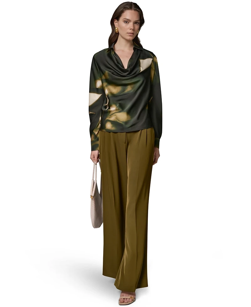 Donna Karan New York Women's Printed Satin Long-Sleeve Top