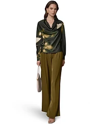 Donna Karan New York Women's Printed Satin Long-Sleeve Top