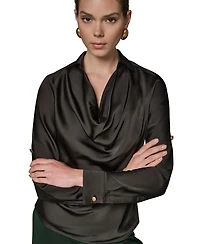 Donna Karan New York Women's Satin Back Crepe Long-Sleeve Top