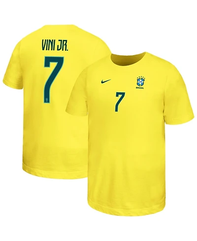 Nike Big Boys and Girls Vini Jr. Yellow Brazil National Team Name & Number T-Shirt
