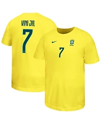Nike Big Boys and Girls Vini Jr. Yellow Brazil National Team Name & Number T-Shirt
