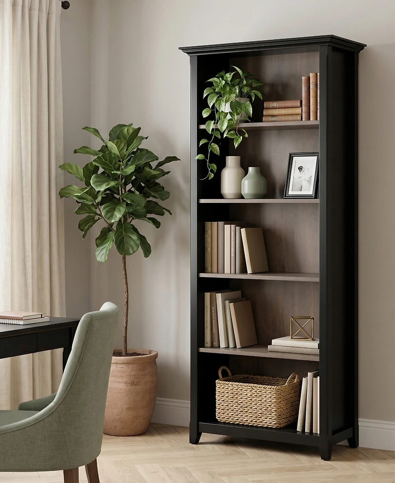 Simpli Home Amherst 70" Wood 5 Shelf Bookcase