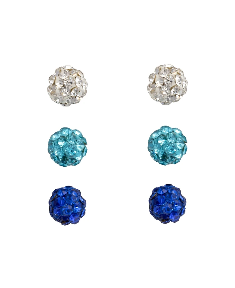 Macy's Crystal Pave 4mm Ball Trio Stud Earrings