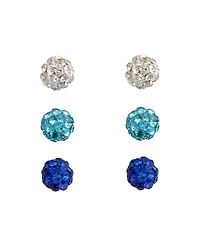 Macy's Crystal Pave 4mm Ball Trio Stud Earrings