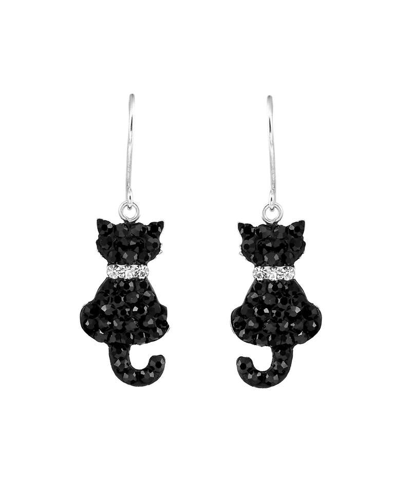 Macy's Crystal Pave Cats Drop Earrings