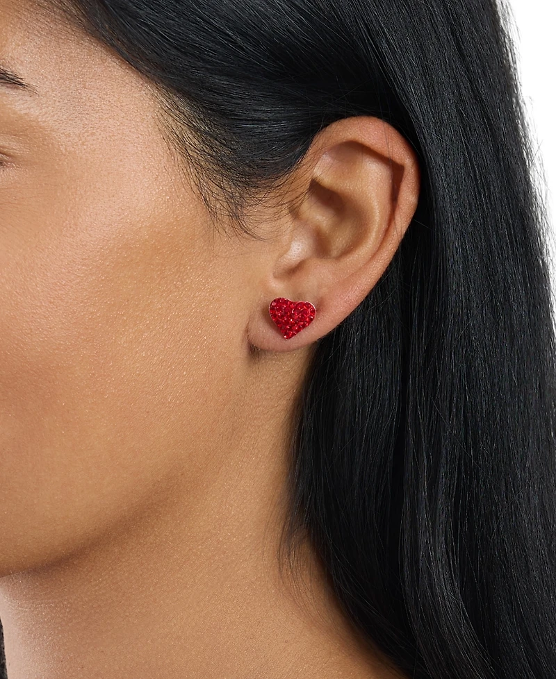 Macy's Crystal Pave 12mm Domed Heart Stud Earrings