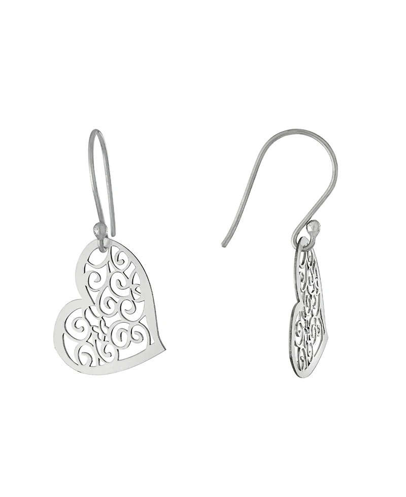 Macy's Laser Cut Scroll Heart Drop Earrings