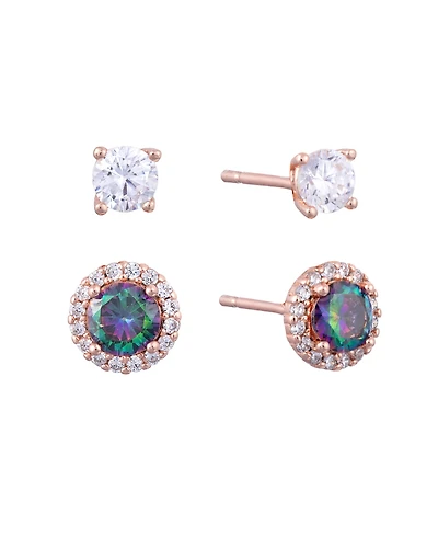 Macy's 4mm Cubic Zirconia and 5mm Mystic Halo Stud Earrings