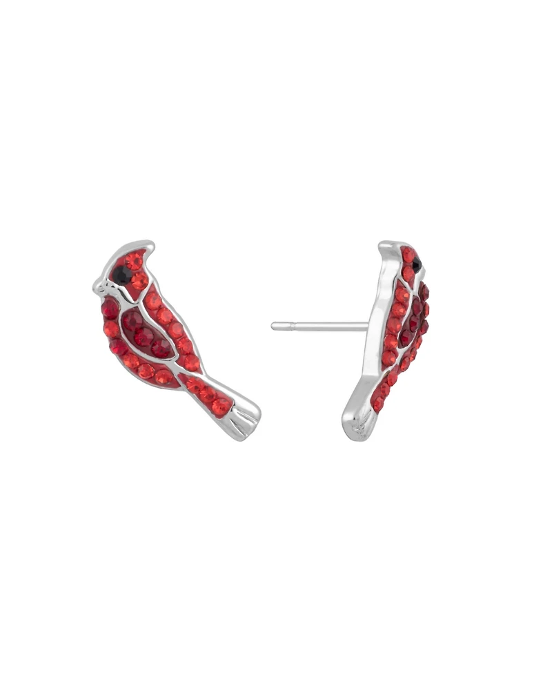Macy's Crystal Pave Red Cardinal Stud Earrings