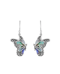 Macy's Abalone Imitation Pearl Oxidized Butterfly Drop Earrings
