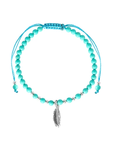 Macy's Feather Charm Stone Beaded Rope Bracelet