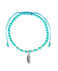 Macy's Feather Charm Stone Beaded Rope Bracelet