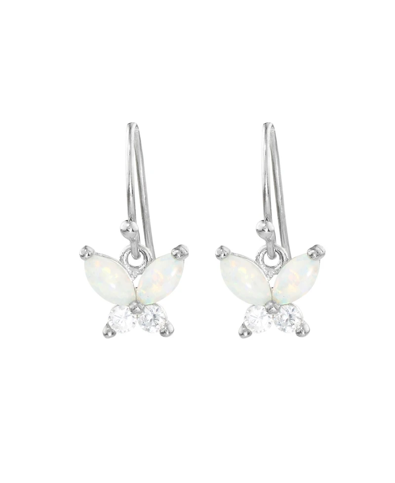 Macy's Simulated Opal and White Topaz Butterfly Drop Earrings
