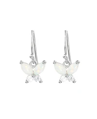 Macy's Simulated Opal and White Topaz Butterfly Drop Earrings