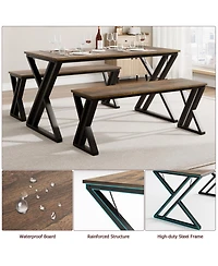 homfan Space Saving Dining Table Set for 4 - 44.8 inch Rectangular Kitchen and Dining Room Furniture with Benches