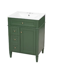 Busdays 24 Inch Bathroom Vanity with Top Sink Modern Storage Cabinet with 2 Drawers and a Tip Out Drawer Single Sink