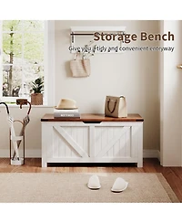 homfan Storage Bench, 39 Inch Wood Lift Top Entryway Organizer Chest with Slow Close Hinges, Coffee Table for Living Room
