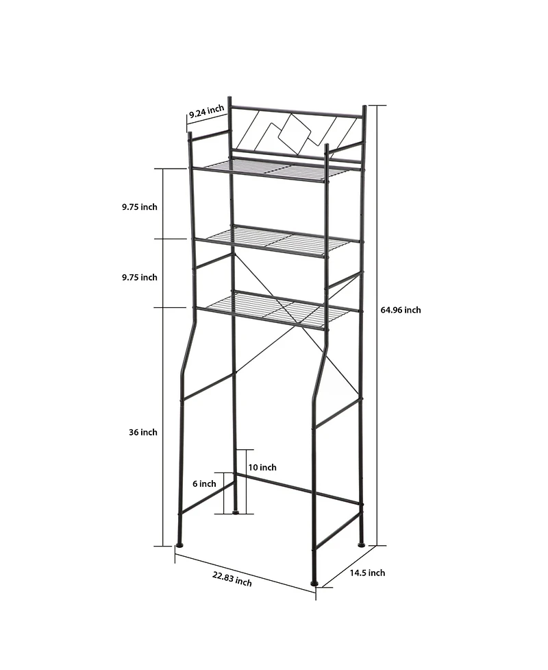 Home Zone Living 3-Tier Over the Toilet Bathroom Storage Organizer with Wide Stabilizing Base