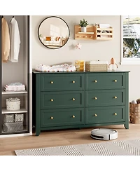 gaomon 54" Wide 6-Drawer Dresser with Metal Knobs, Modern Chest for Bedroom and Living Room