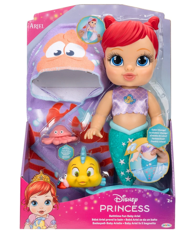 Disney Princess Bathtime Baby Ariel 12" Color-Changing Baby Doll, Ages 3+