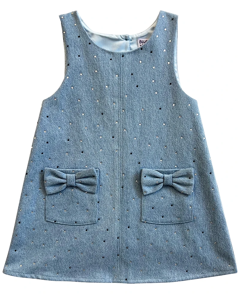 Blueberi Boulevard Girls' 2T-6X Sleeveless Chambray Jumper and T-Shirt, 2-Piece Set