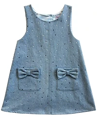 Blueberi Boulevard Girls' 2T-6X Sleeveless Chambray Jumper and T-Shirt, 2-Piece Set