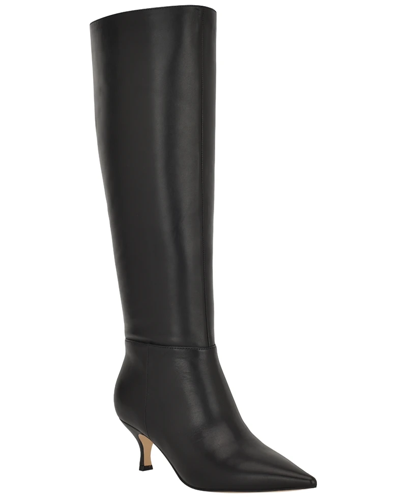 Nine West Women's Somas Tall Wide Calf Kitten Heel Dress Boots
